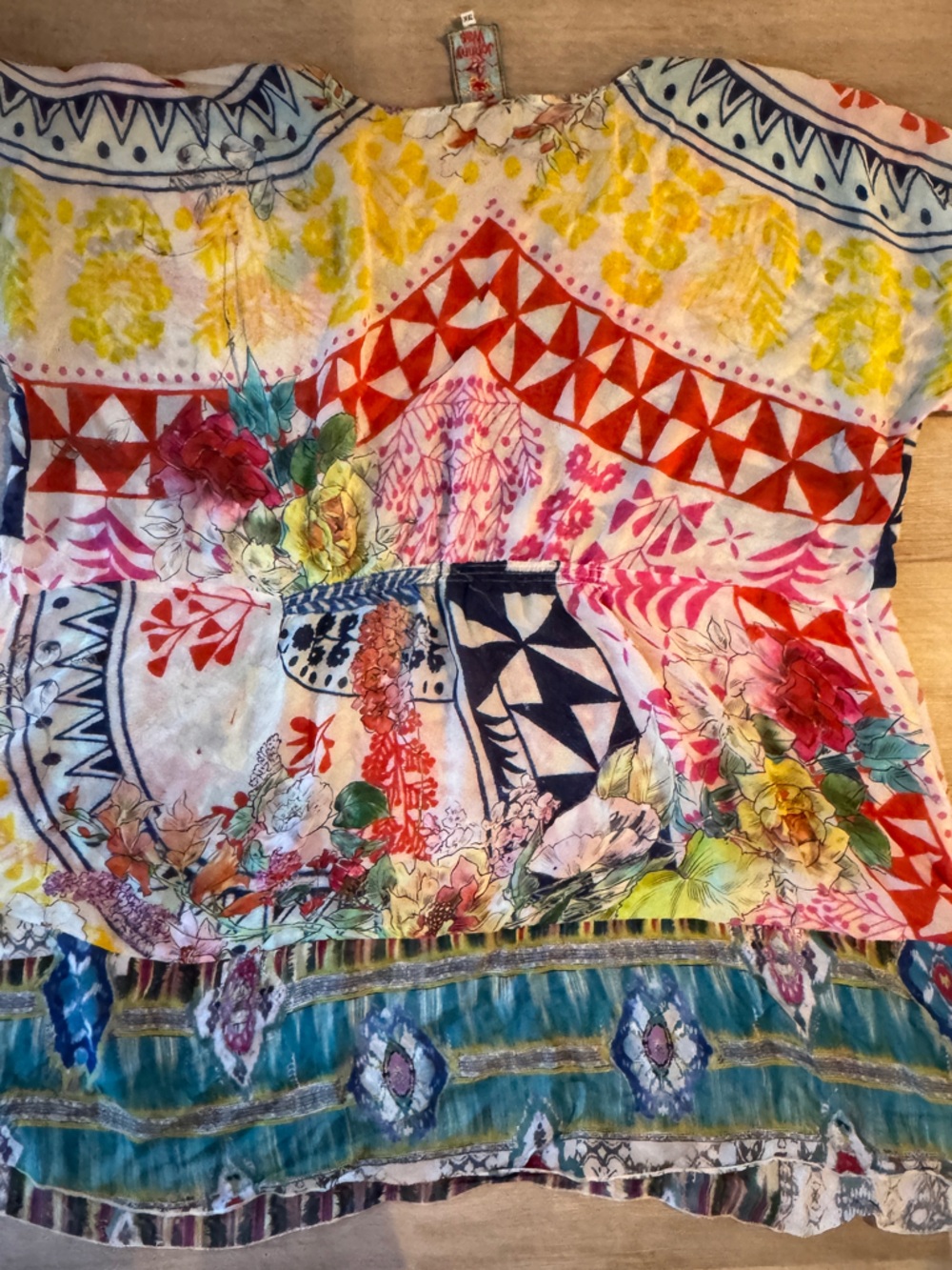 Johnny Was Womens 3X Multicolor Boho Floral Print Tunic Top - Picture 5 of 7